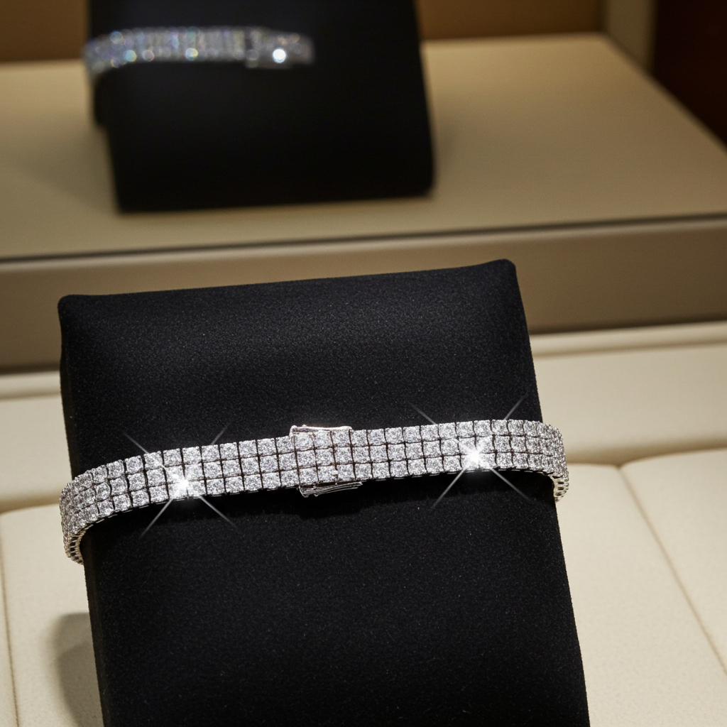 Bracciale tennis oro bianco e diamanti naturali 15ct