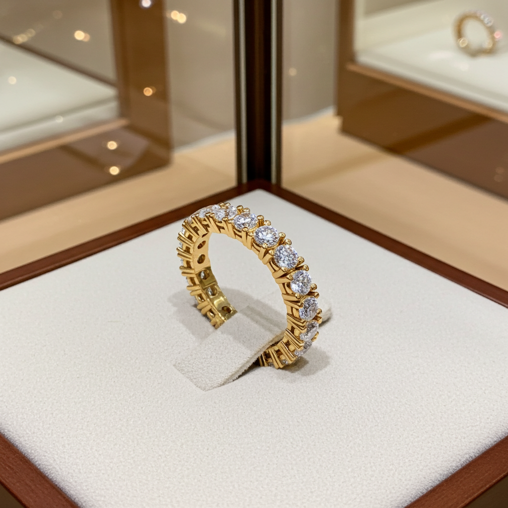 Anello veretta certificato HRD in oro giallo 18k e  diamanti naturali 3,46 ct