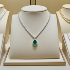 Collana collier tennis in oro e smeraldo e diamanti naturali 8.44 ct