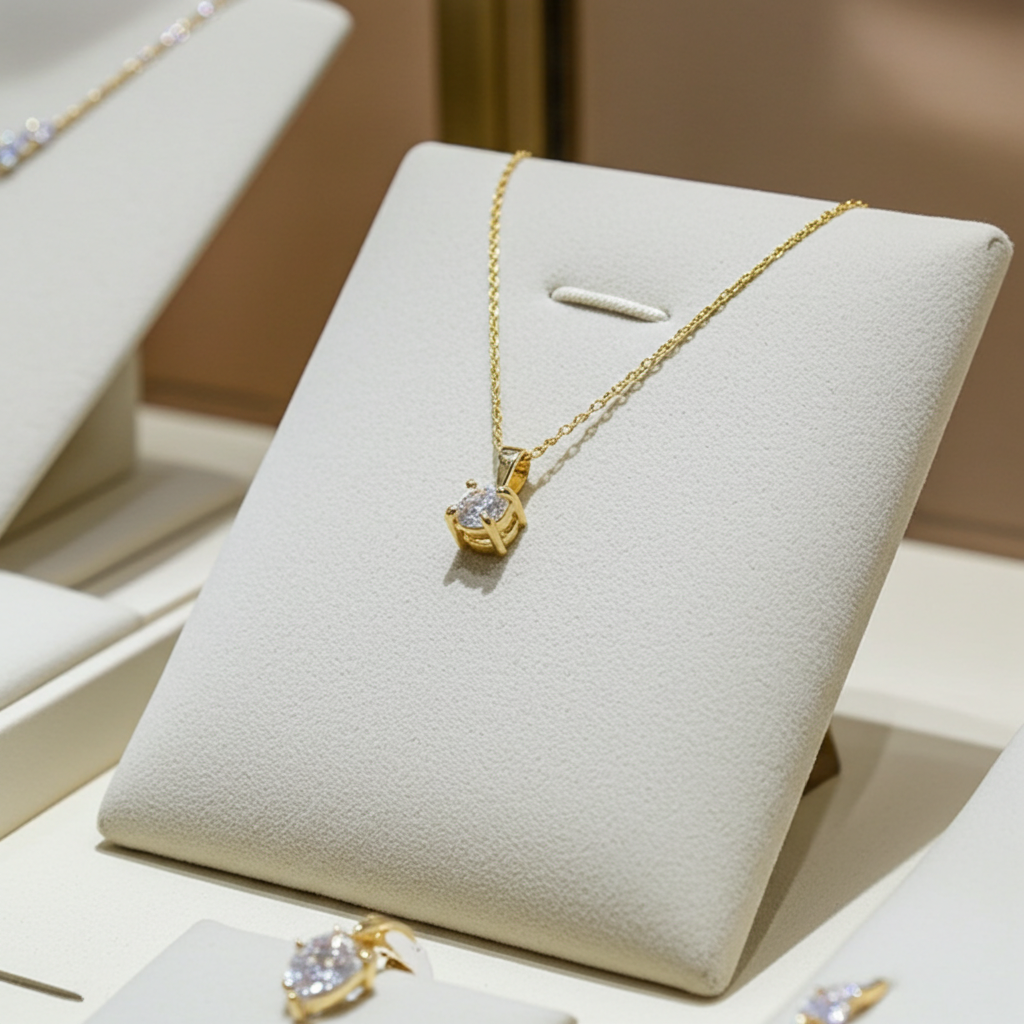 ciondolo punto luce  in oro giallo 18k e diamante naturale 0,50 ct