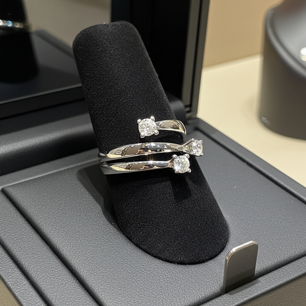 Anello trilogy , diamanti naturali 0.45ct certificato IGI D IF