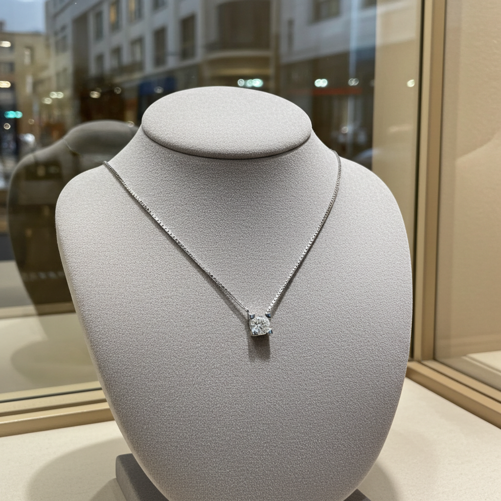 Collana punto luce certificato HRD in oro bianco con diamante naturale 0,25 ct