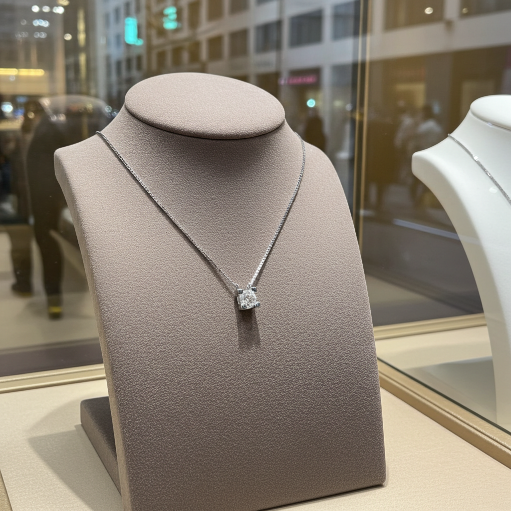 Collana punto luce certificato HRD in oro bianco con diamante naturale 0,25 ct