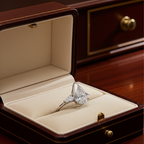 Trilogy ring in white gold with natural pear-cut diamonds 3.10ct