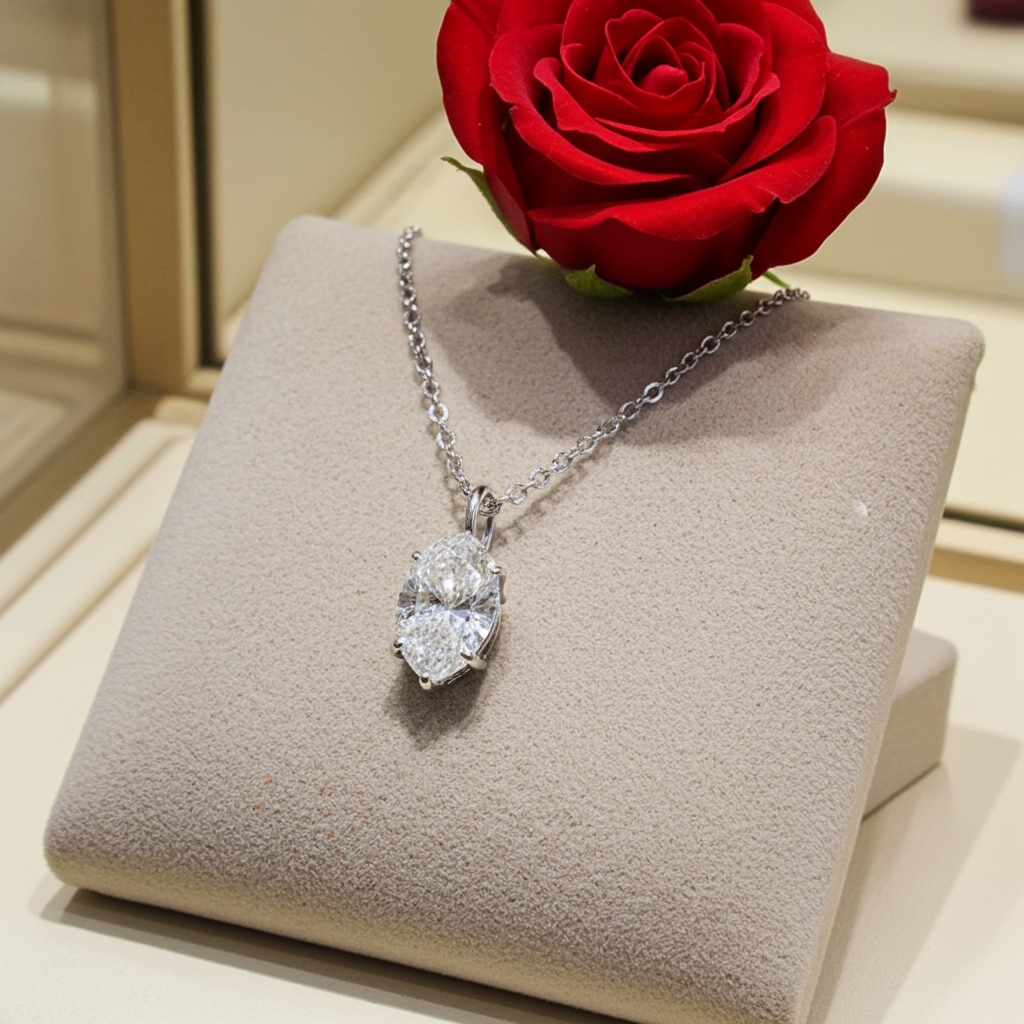 Collana  in oro 18k e diamante naturale pera certificato IGI 0.50ct D IF