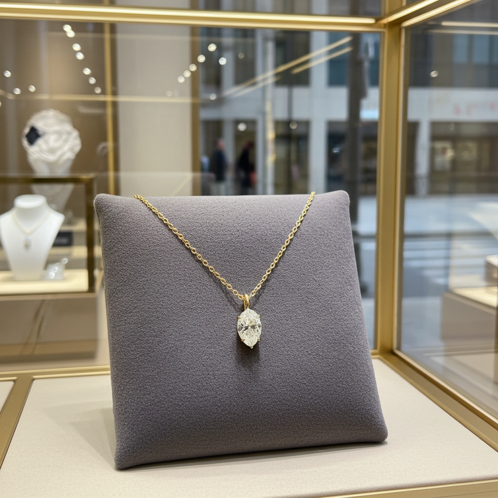 Collana  in oro 18k e diamante naturale pera certificato IGI 1.00ct D IF