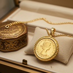 Ciondolo in oro giallo con sterline ELISABETTA II incastonato oro 22k