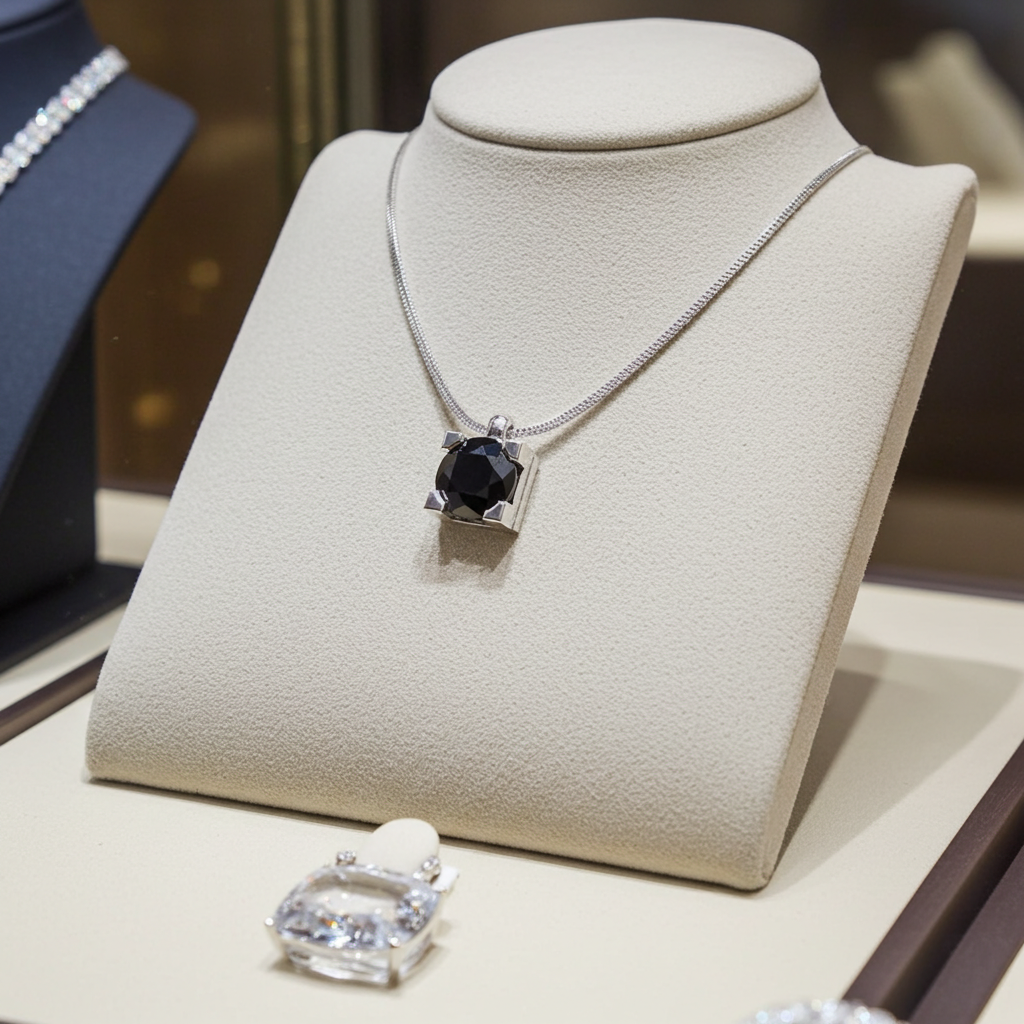 Collana punto luce con diamante naturale nero 0,55 ct