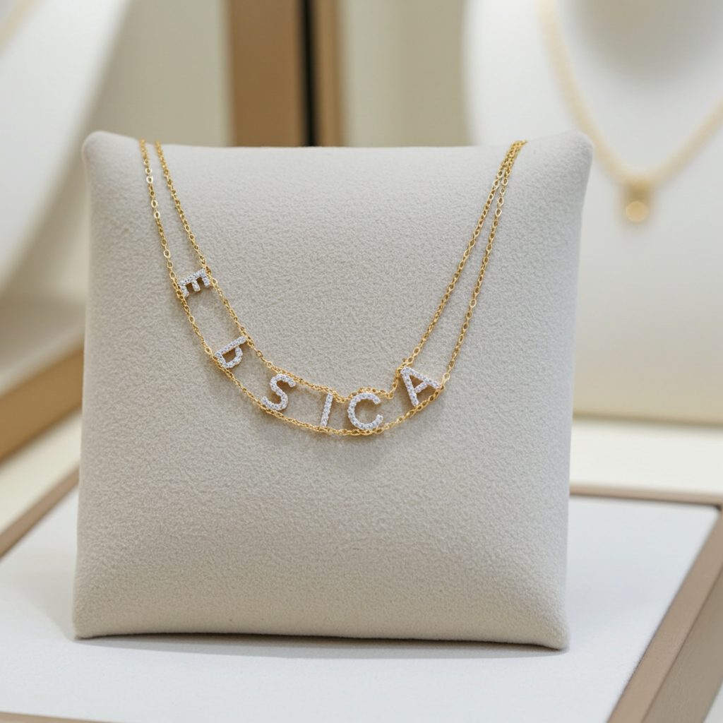 Girocollo personalizzato in oro giallo 18k 750 con brilliantini naturali