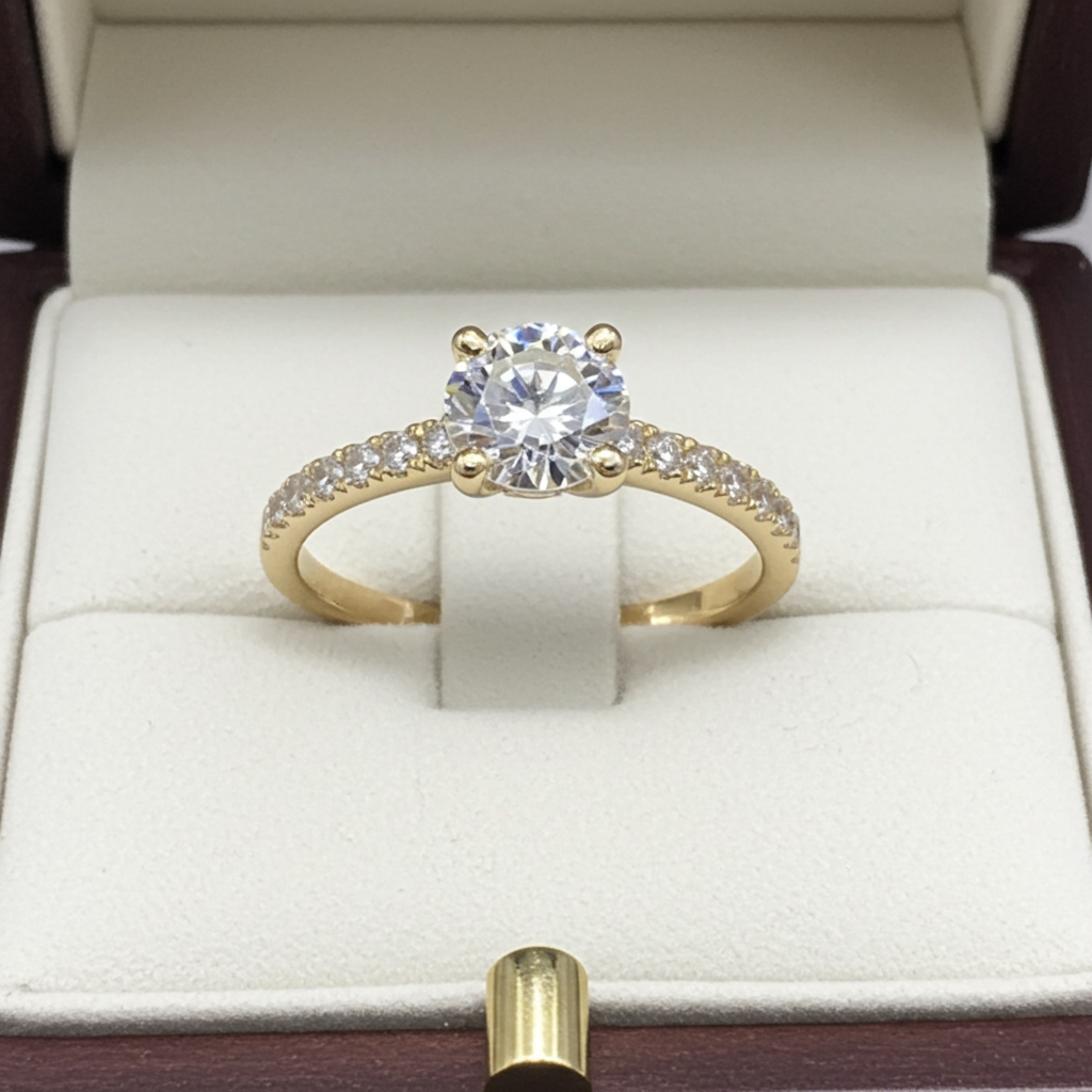 Anello fidanzamento in oro bianco 18k e diamanti naturali certificato igi 0.54ct