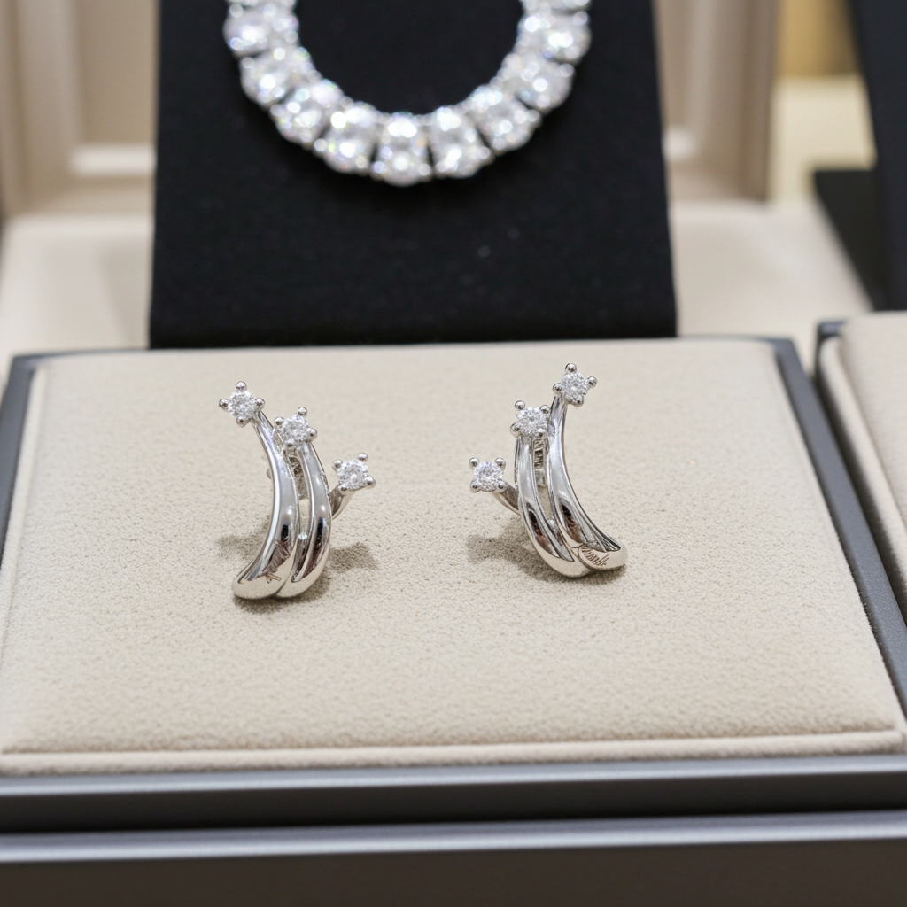 Orecchini Trilogy in Oro Bianco con 0.30ct Diamanti Naturali