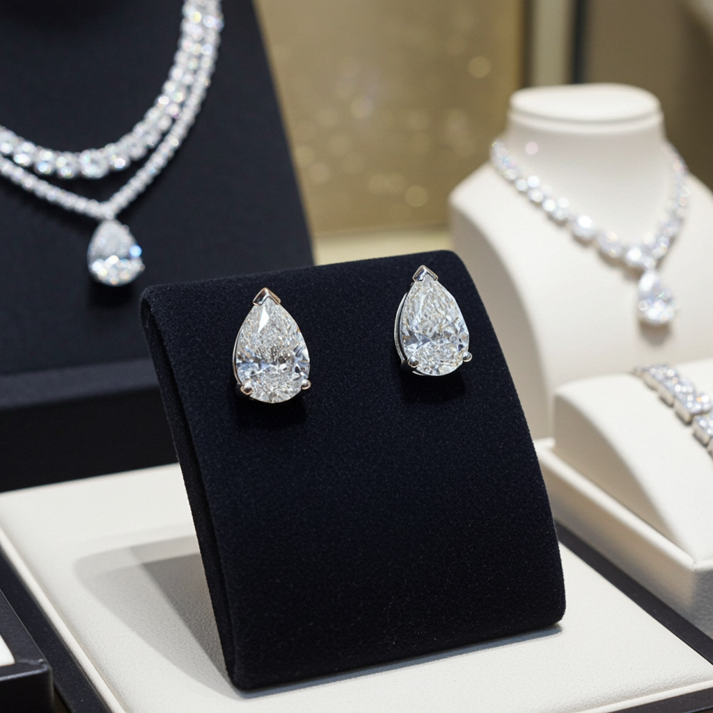 Orecchini - 18 carati Oro bianco - 0.44ct. tw. Diamante (Naturale) - Pera