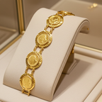 Bracciale in oro giallo con 6 sterline oro 22k