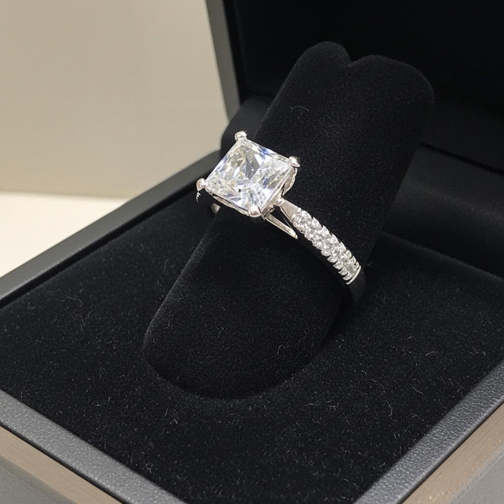 Anello fidanzamento in oro bianco 18k e diamanti naturali certificato igi 1.25ct