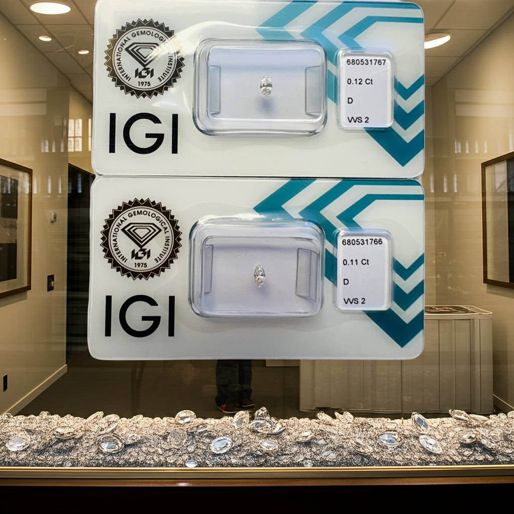 2 diamanti naturali certificato IGI taglio marquise   0.23ct   D VVS2