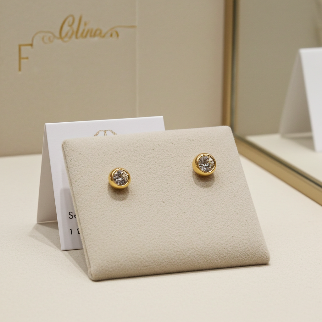 orecchini punto luce a cipollina in oro giallo 18k e 2 diamante naturale 0,70 ct