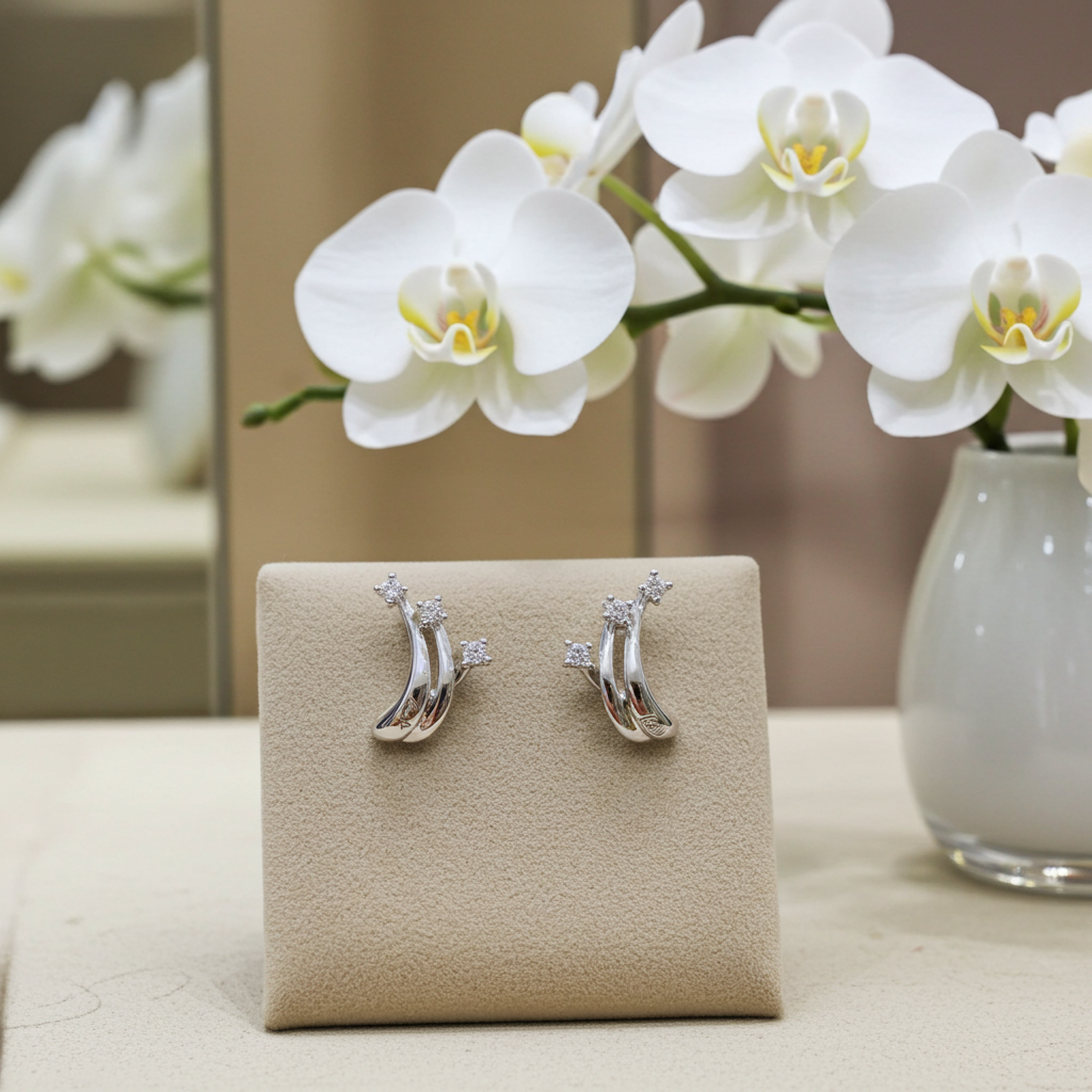 Orecchini Trilogy in Oro Bianco con 0.30ct Diamanti Naturali