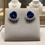 Orecchini - 18 carati Oro bianco Zaffiro - Diamante