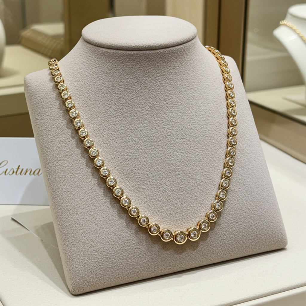 Collana tennis a cipollina in oro e diamanti naturali 6.40ct