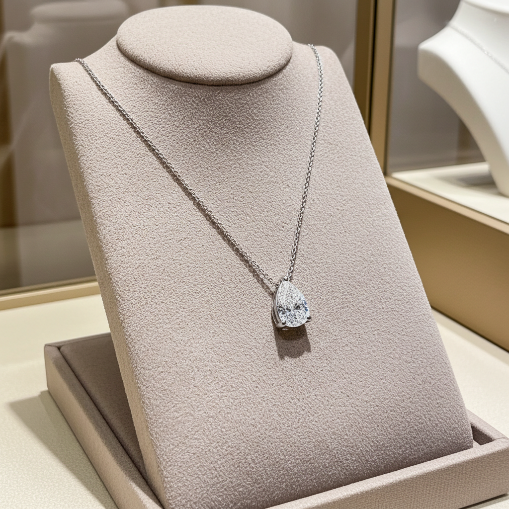 Collana punto luce in oro e diamante naturale pera 0.55ct