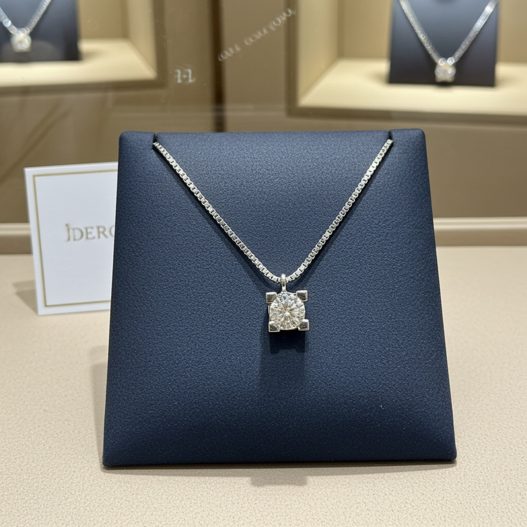Collana con ciondolo -18 carati Oro bianco Diamante (Naturale) - Diamante 0.10ct