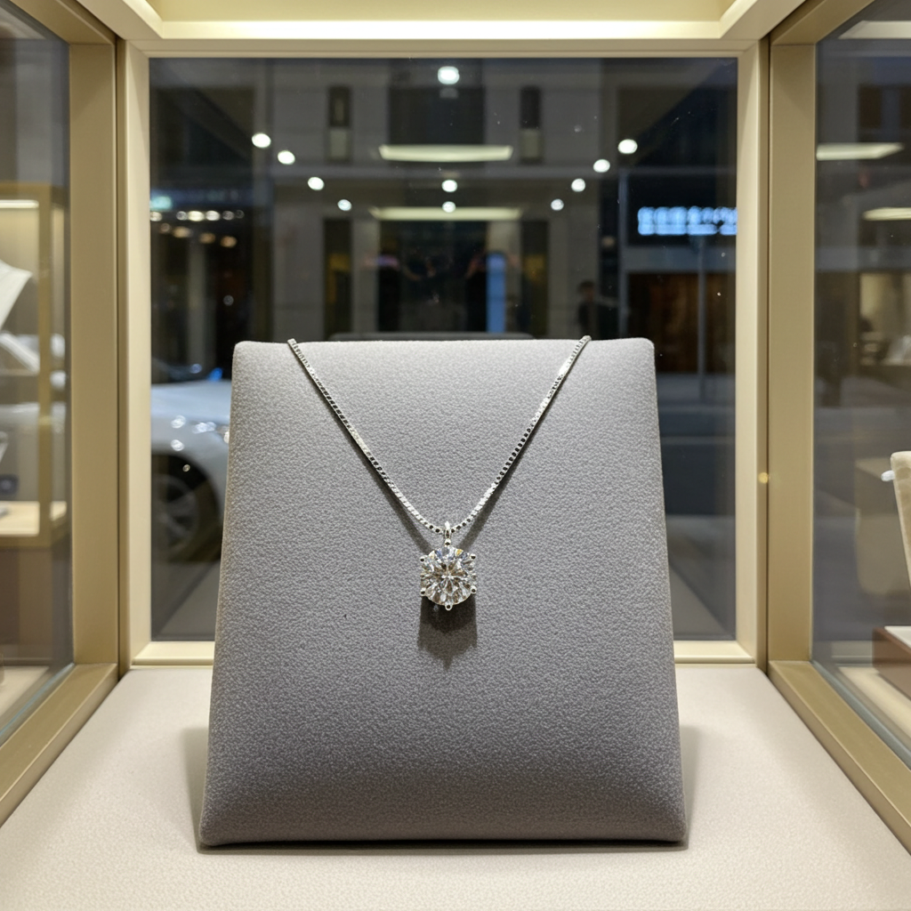 Collana punto luce certificato HRD in oro bianco con diamante naturale 0,60 ct D VVS1
