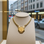 Collana in oro giallo 18k  con diamanti naturali 0.81 ct e sterline d'oro
