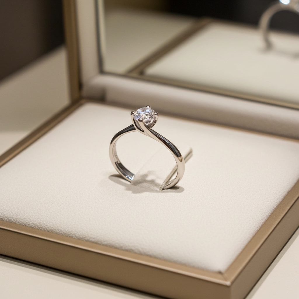 Anello solitario diamante naturale 0.45ct certificato IGI D IF