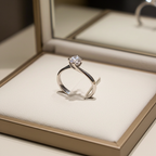 Anello solitario in oro bianco 18k e diamante naturale centrale 0,40 ct