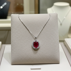 Collana in oro bianco 18k diamanti naturali e rubino naturale 2.12ct