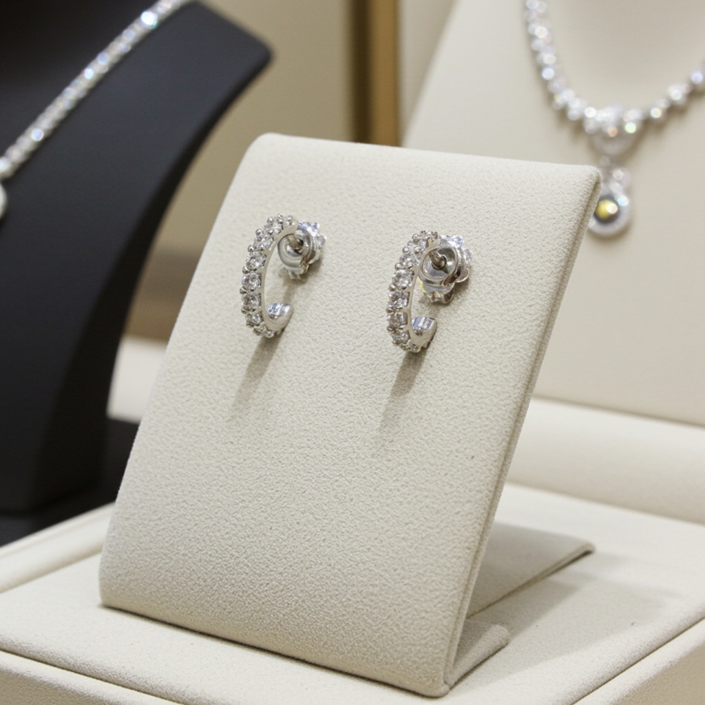 Orecchini Mezza Luna Certificato HRD ANTEERP e diamanti naturali 0,88 ct