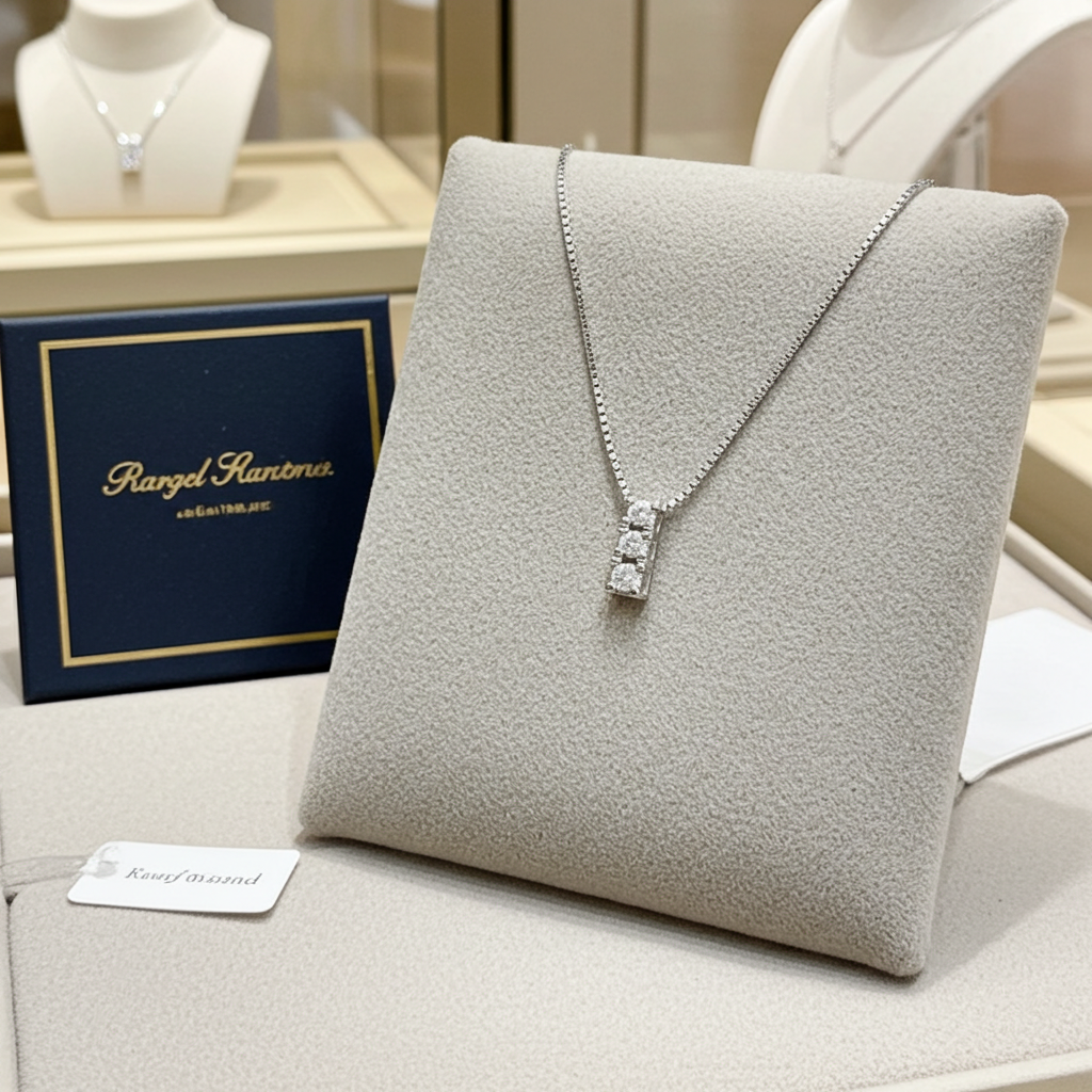 Collana con pendente Trilogy piccolo a scalare con diamanti carati 0.30 ct