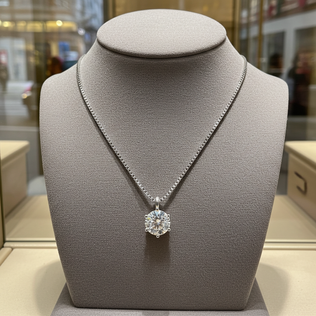 Collana punto luce certificato HRD in oro bianco con diamante naturale 0,60 ct D VVS1