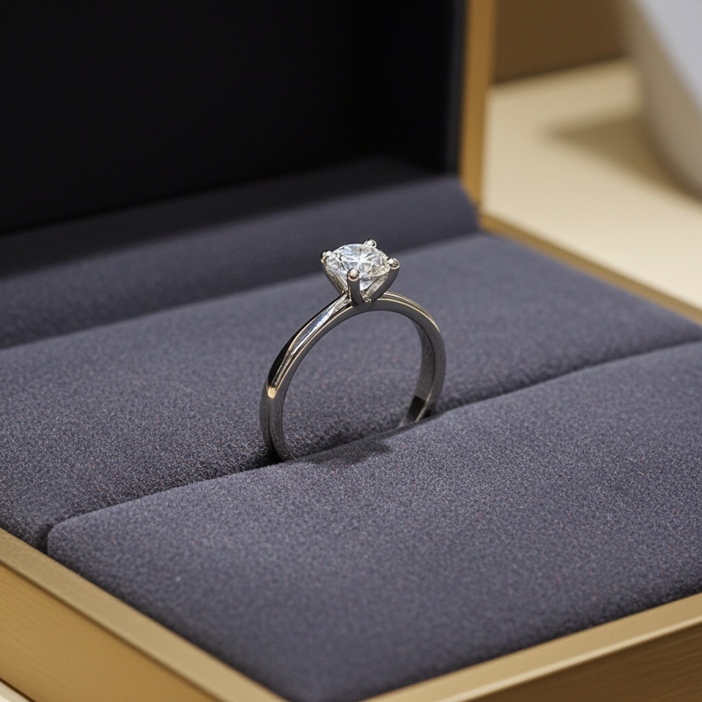 Anello Solitario - 18carati Oro bianco - 0.43ct. tw. Diamante (Naturale)