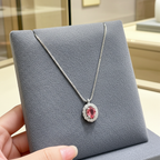Collana in oro bianco 18k e diamanti naturali e zaffiro naturale 1.20ct