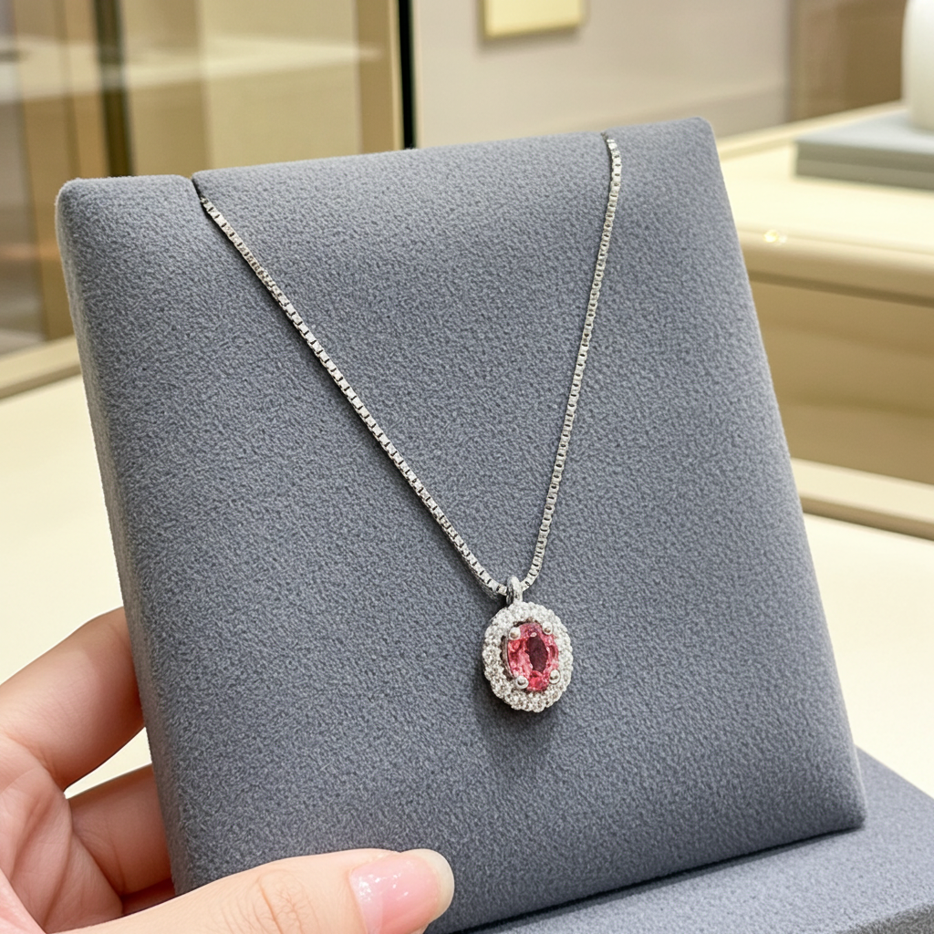 Collana in oro bianco 18k e diamanti naturali e zaffiro naturale 1.20ct