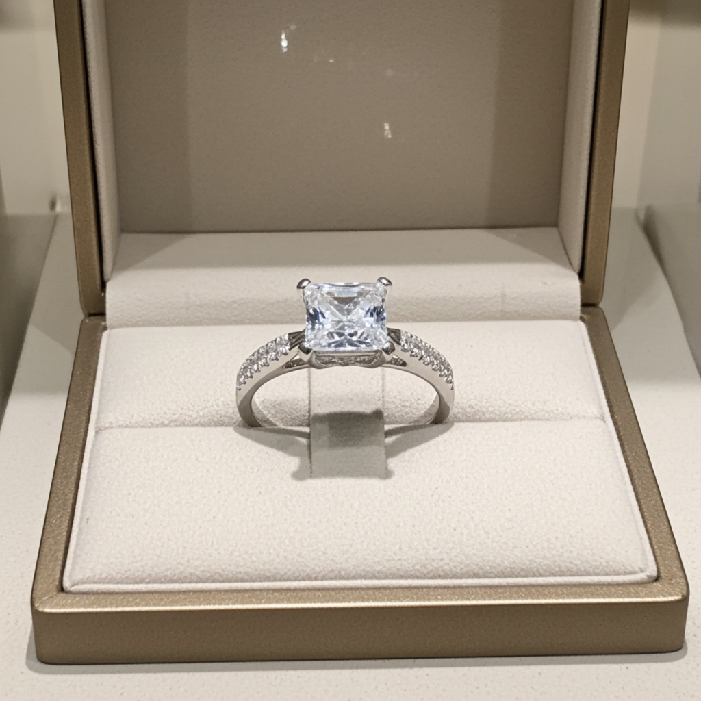 Anello fidanzamento in oro bianco 18k e diamanti naturali certificato igi 1.25ct