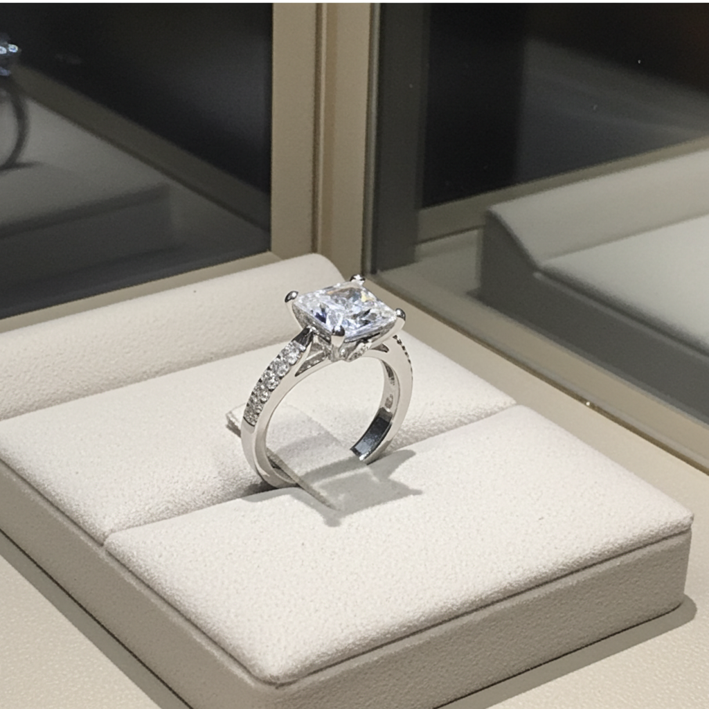 Anello fidanzamento in oro bianco 18k e diamanti naturali certificato igi 1.25ct