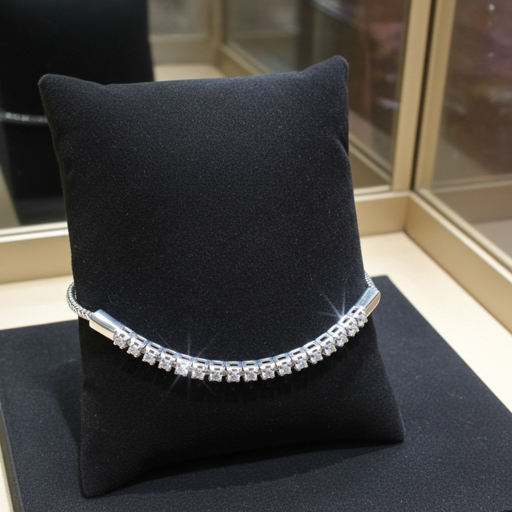 Half tennis bracelet - 18kt White Gold - 1.00ct. tw. Diamond (Natural)