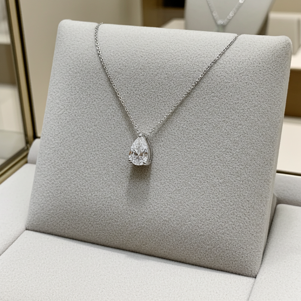 Collana punto luce in oro e diamante naturale pera 0.55ct