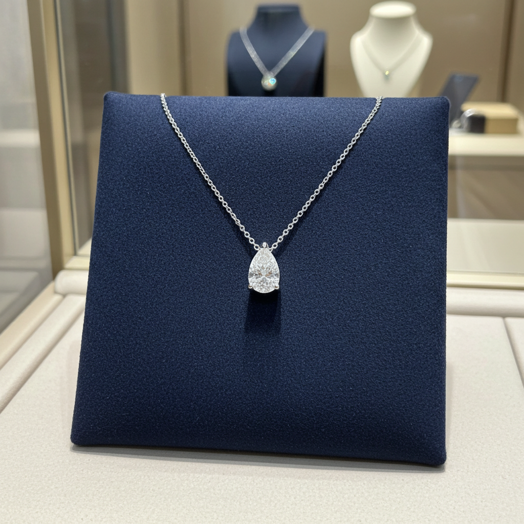 Collana punto luce in oro e diamante naturale pera 0.55ct