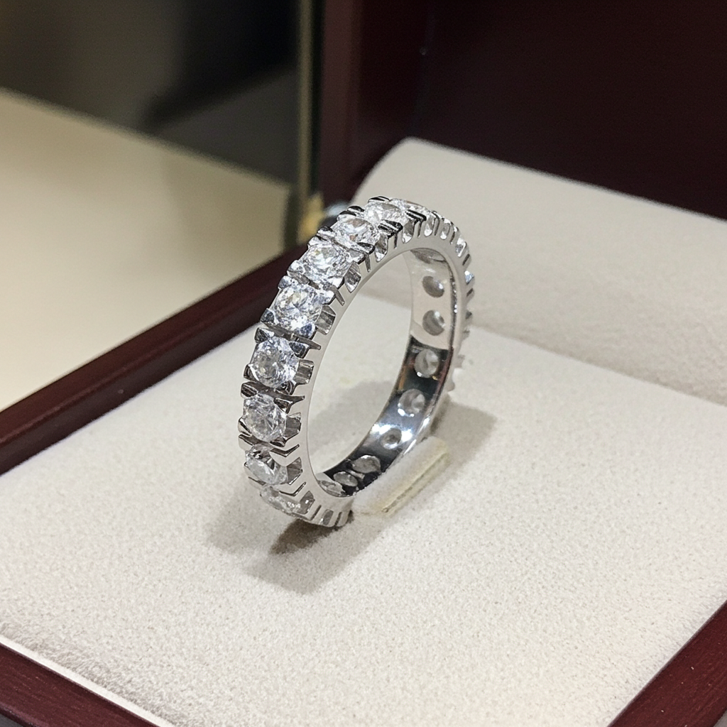 Anello veretta in oro bianco 18k con diamanti naturali  3,85 ct