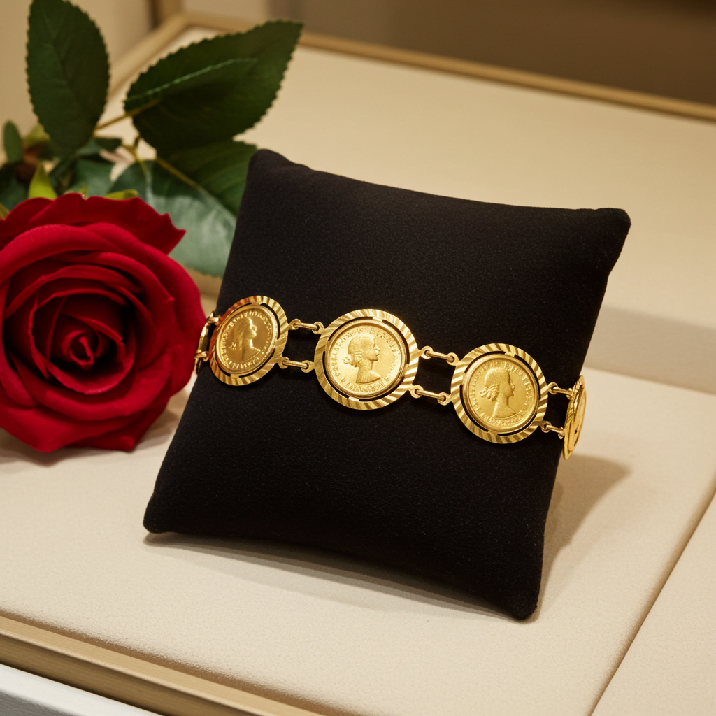 Bracciale Sterline in oro 22k con  5 sterline oro 22k