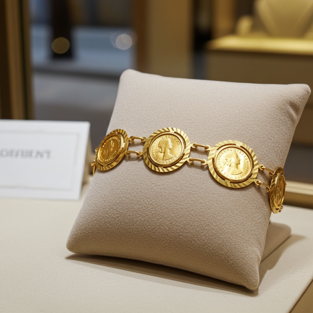 Bracciale in oro giallo con 6 sterline oro 22k