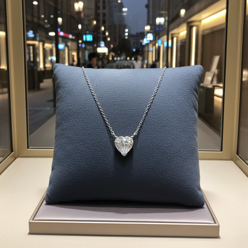 Collana punto luce in oro e diamante naturale cuore 0.44ct