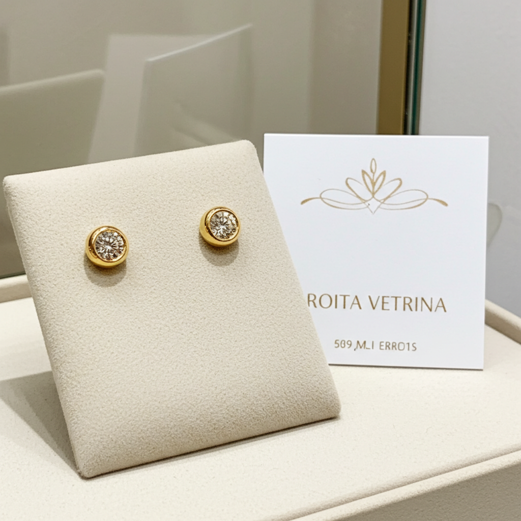 Orecchini punto luce certificato HRD in oro Giallo 18k  con 2 diamanti naturali 1,00 ct