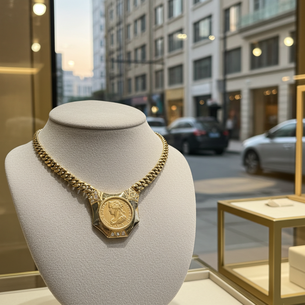 Collana in oro giallo 18k  con diamanti naturali 0.81 ct e sterline d'oro 22k
