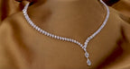 Collana tennis in oro bianco 18k e diamanti naturali taglio pera 37.50ct