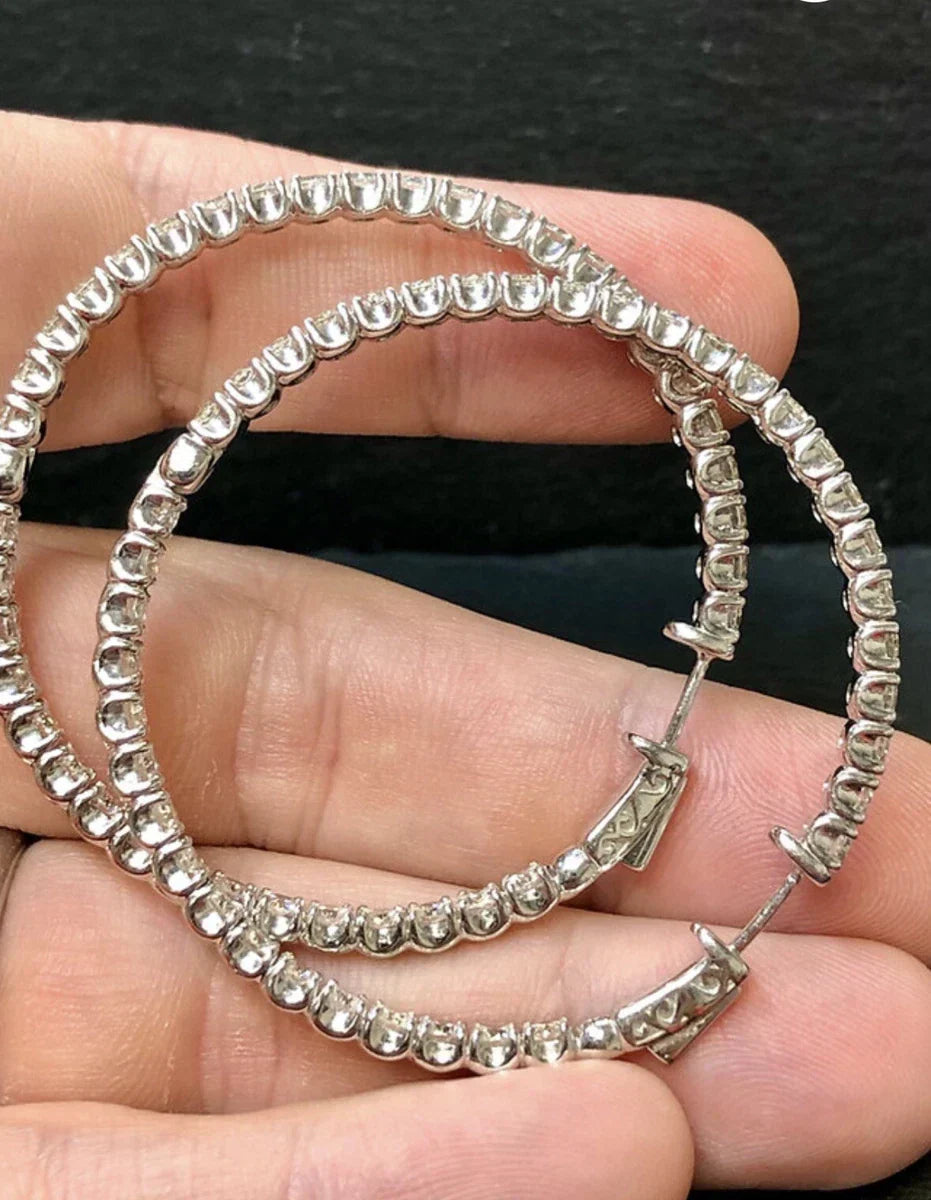 Orecchini a cerchio oro bianco 18k diamanti Naturali 10,50 ct
