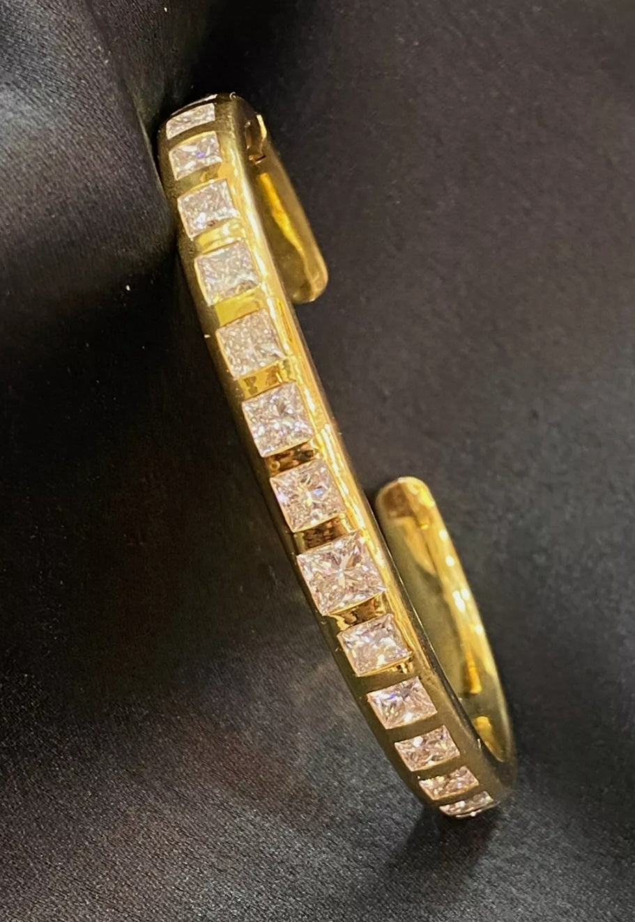 Bracciale elegante 10,10 ct  forma principessa diamanti  incassato oro